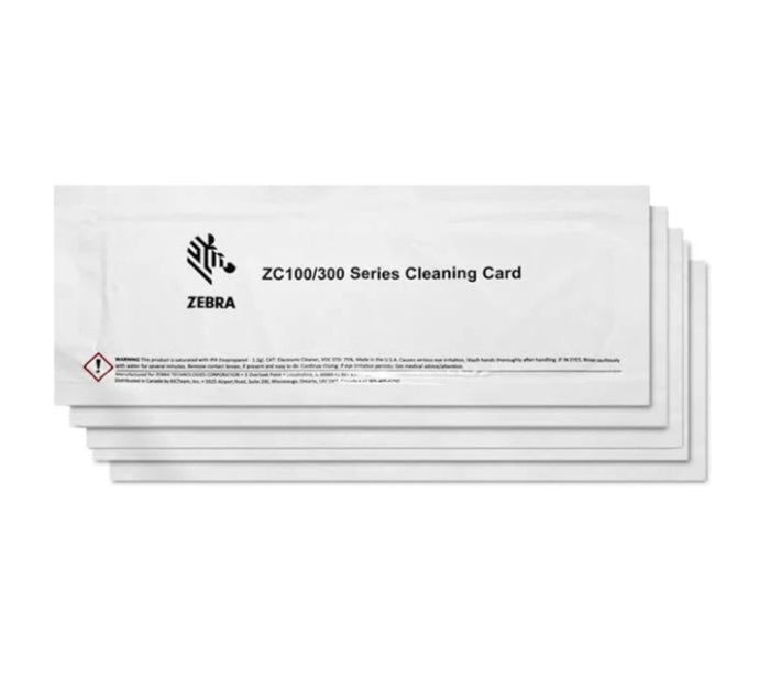 Zebra ZC100 ZC300 printer cleaning card kit, 5 cards