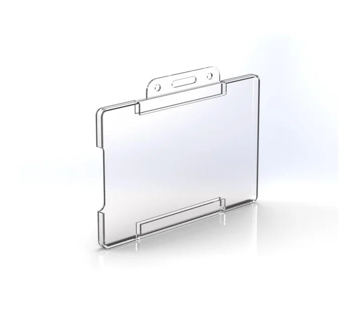 Clear landscape card holders - close-up detail