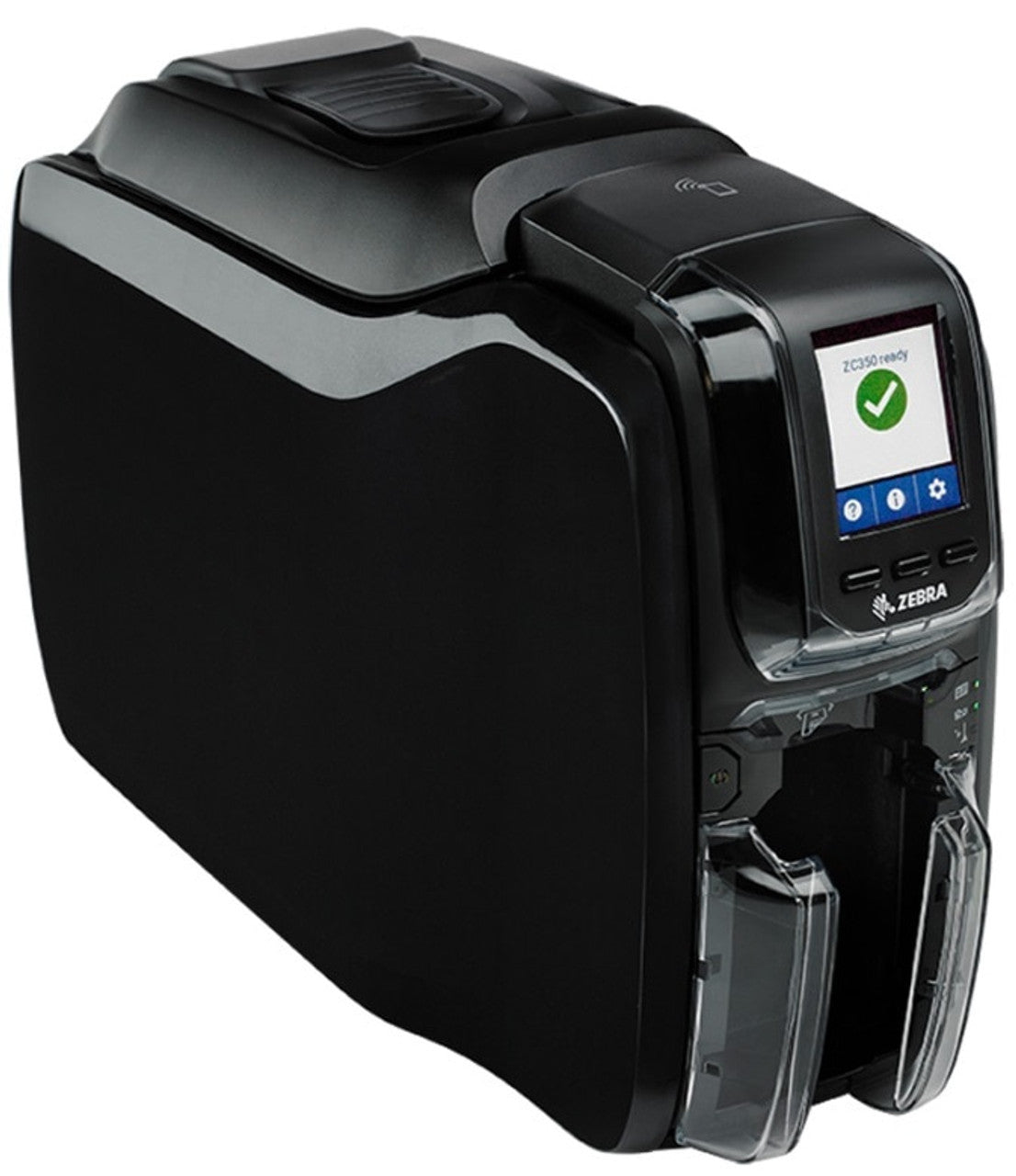 Zebra ZC350 single-sided printer - side view