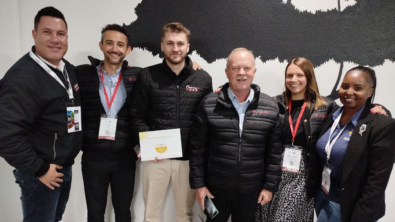 Jean Claude Murpphy Opperations director of Digital ID technologies accepting the gold partner awared from Evolis at the securex show