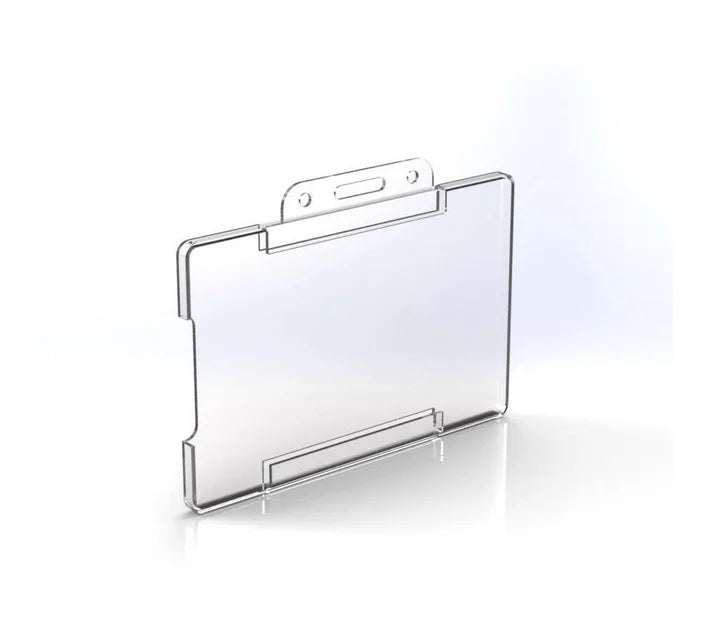 Clear landscape card holders - side profile view
