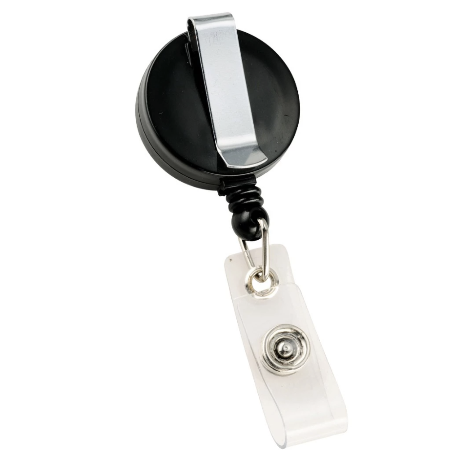 Black badge reel and strap ID card accessory, pack of 50
