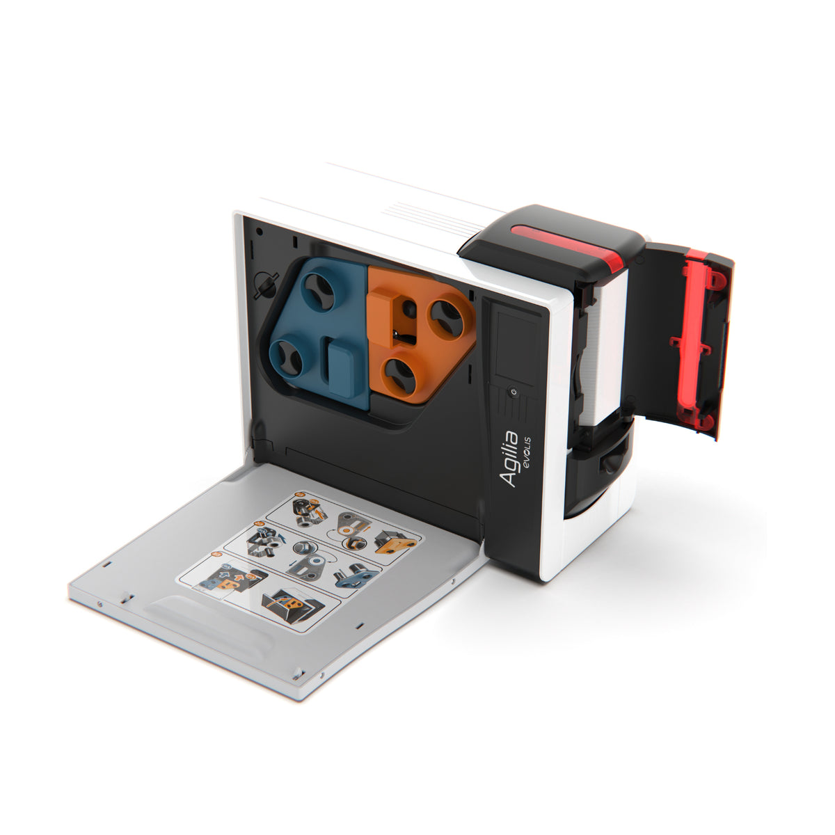 Evolis Agilia printer - card output tray detail