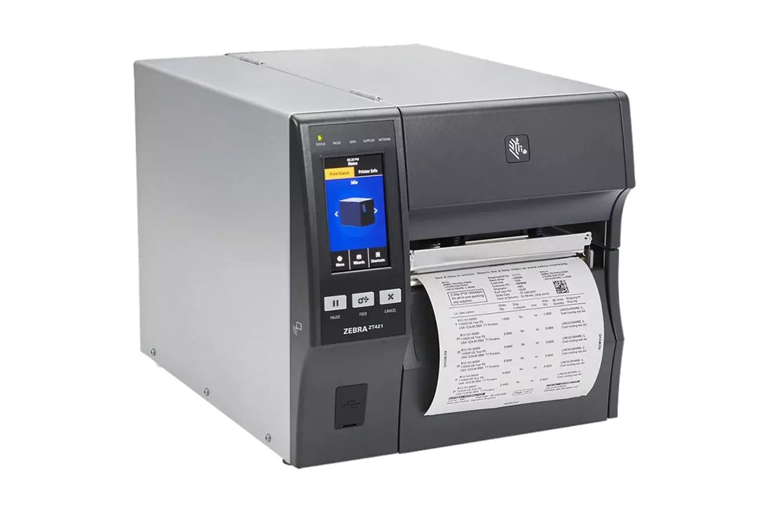 Zebra ZT421 industrial printer - side view